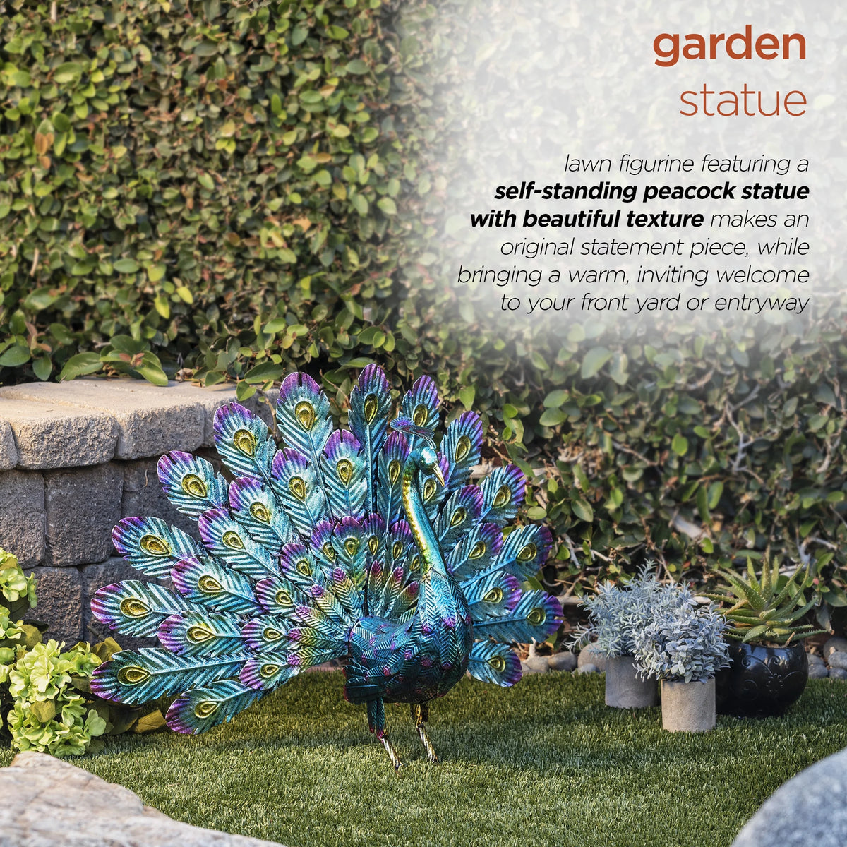 22" Peacock Garden Statue D764