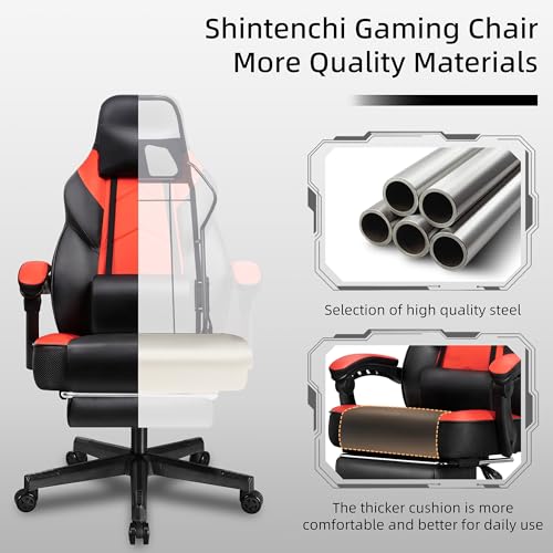 Grey Ergonomic Gaming Chair with Footrest and Massage Lumbar Support Q4595