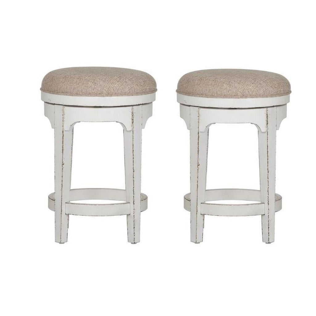 Antique White Console Swivel Stool Set W8945