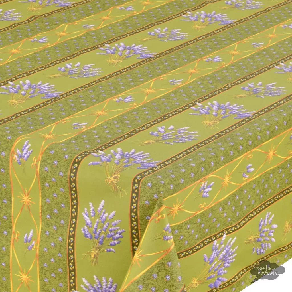 French Provence Tablecloth 60" x 84" Rectangular Coated Cotton Lavender Green B443468
