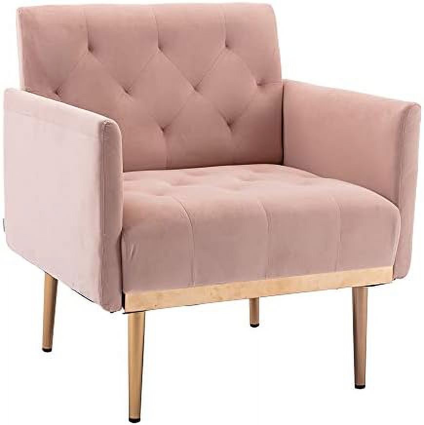 Pink Velvet Single Sofa Arm Chair with Metal Legs Y42044