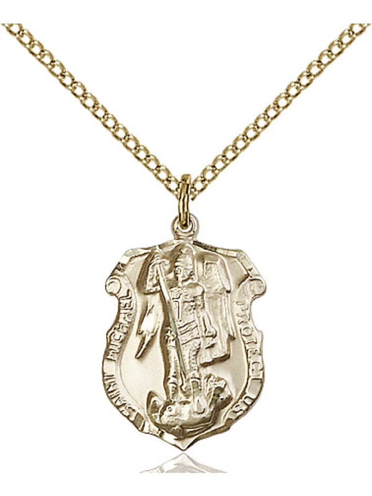 Gold Filled St. Michael the Archangel Pendant with Gold Filled Chain U9325