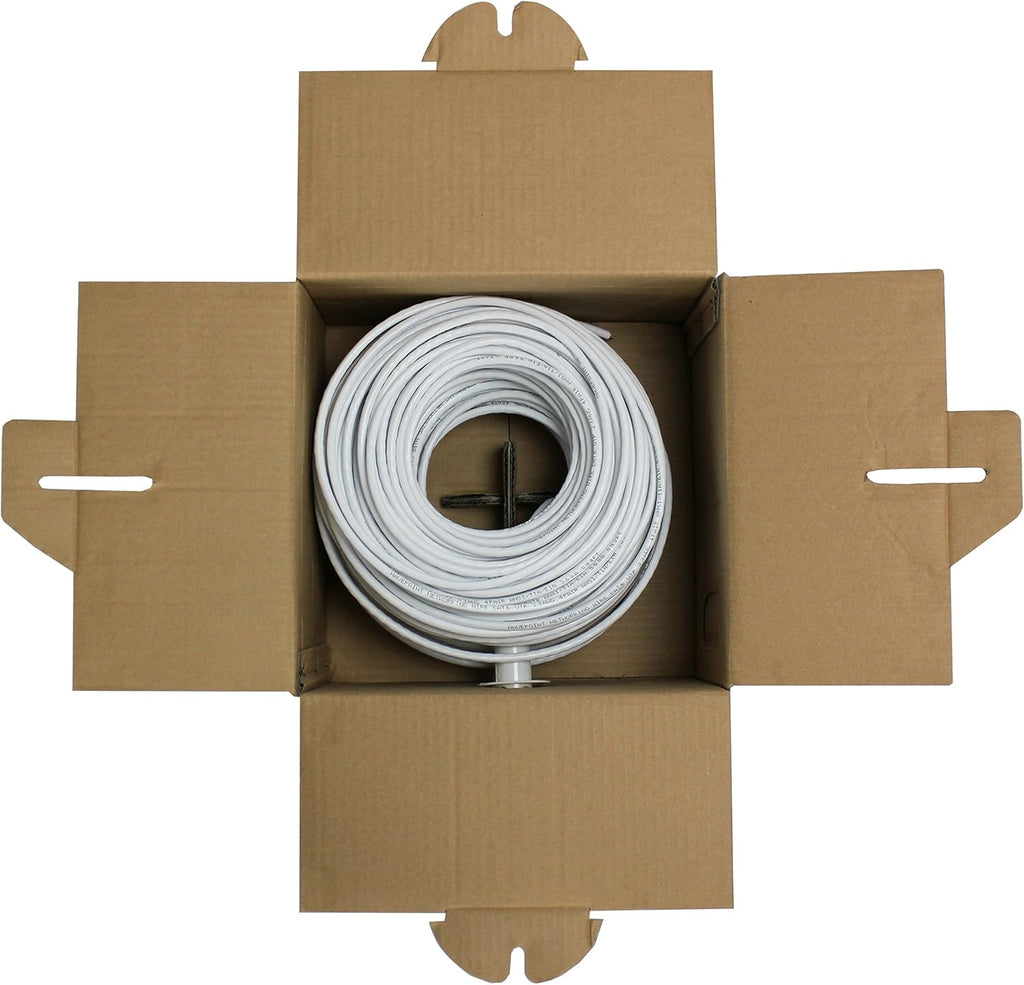 Cat6 Bulk Ethernet Cable, 250ft, White, Solid, 550MHz, 23AWG, UTP E87670