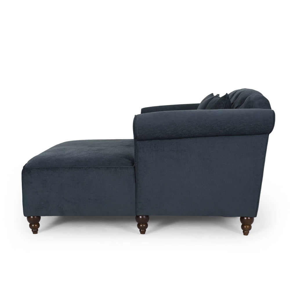 Charcoal Fabric Tufted Chaise Lounge F9954