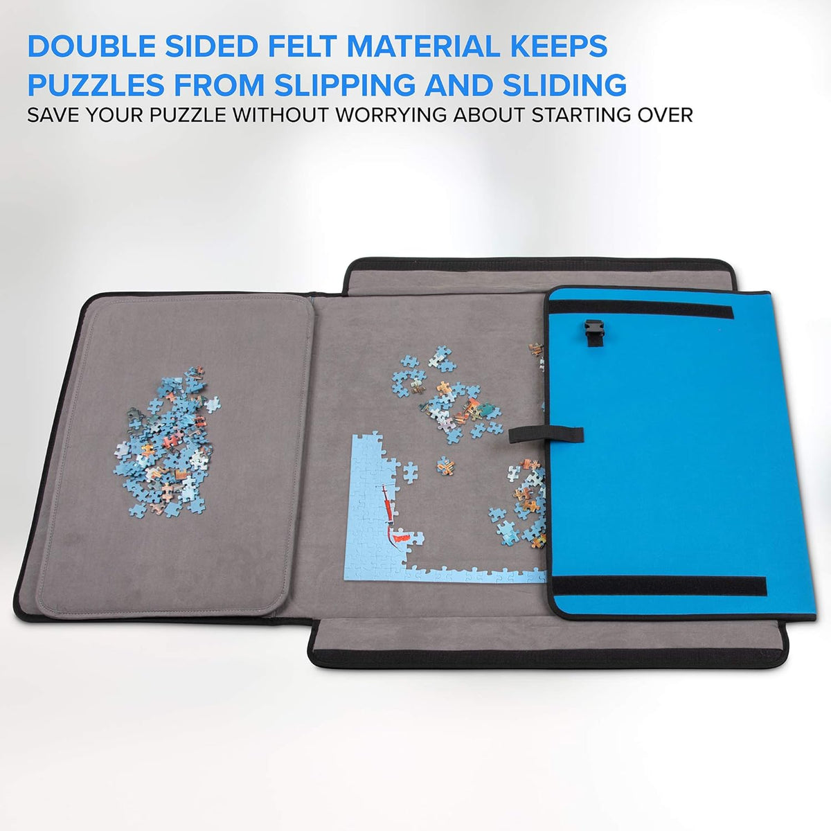 1000-Piece Jigsaw Puzzle Mat with Non-Slip Felt Surface, 2 Removable Trays, Carry Handle Pack of 2 T958003