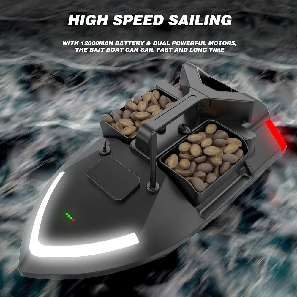 GPS Fishing Bait Boat 500m Remote Control Dual Motor Fish Finder 2KG Loading Support with Night Light B492