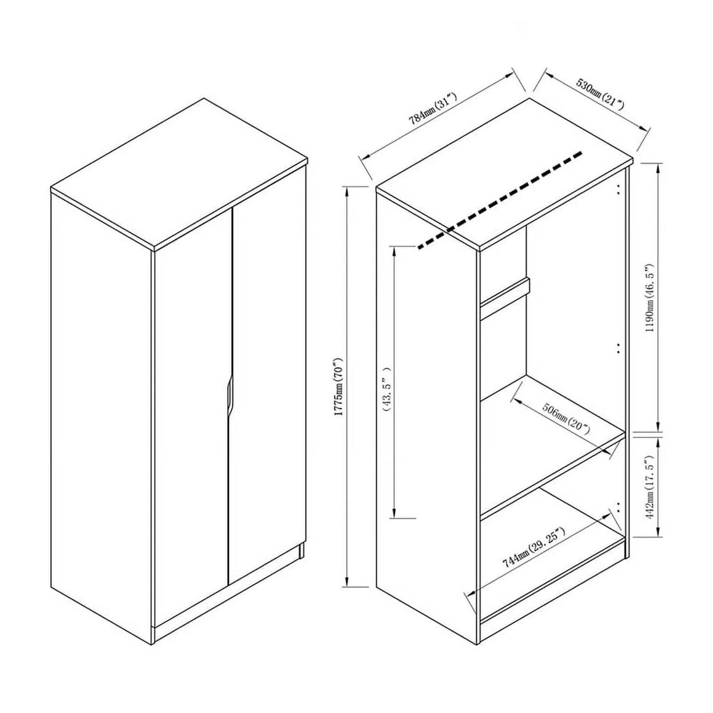 Contemporary Wood Wardrobe in Distressed Gray O5968