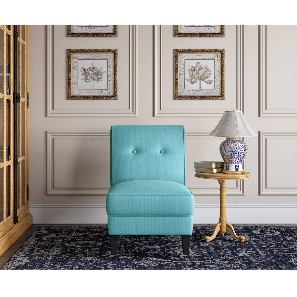 Orange Linen Armless Chair O8690