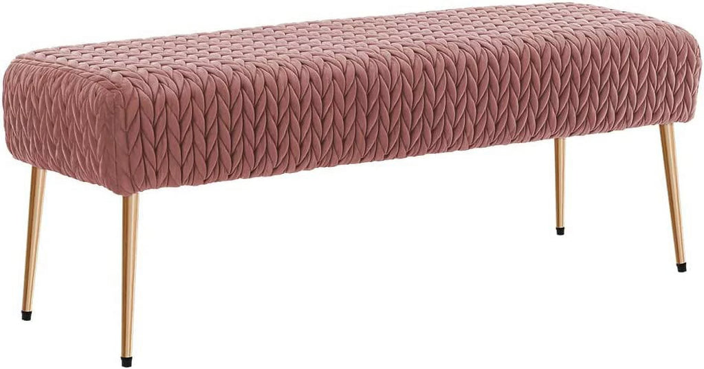 Pink Velvet Upholstered Ottoman Bench X65835