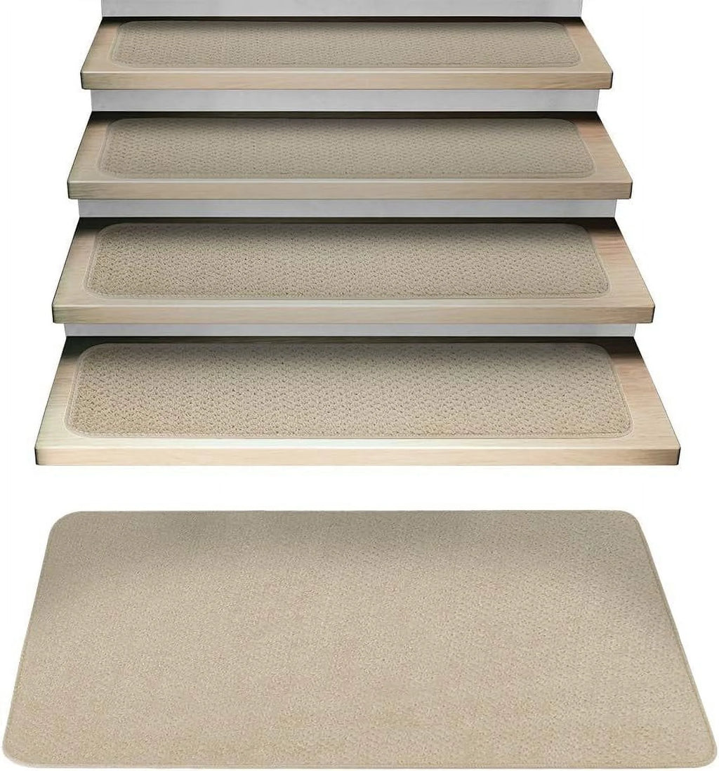 Set Of 15 Attachable Carpet Stair Treads And Matching Landing Rug W799