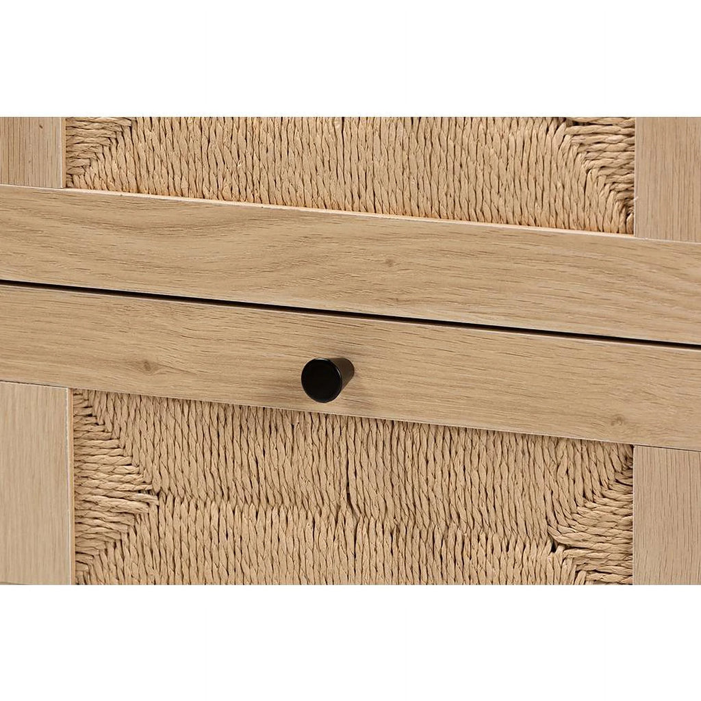 Light Brown Black Wood 2-Drawer Square End Table W478275