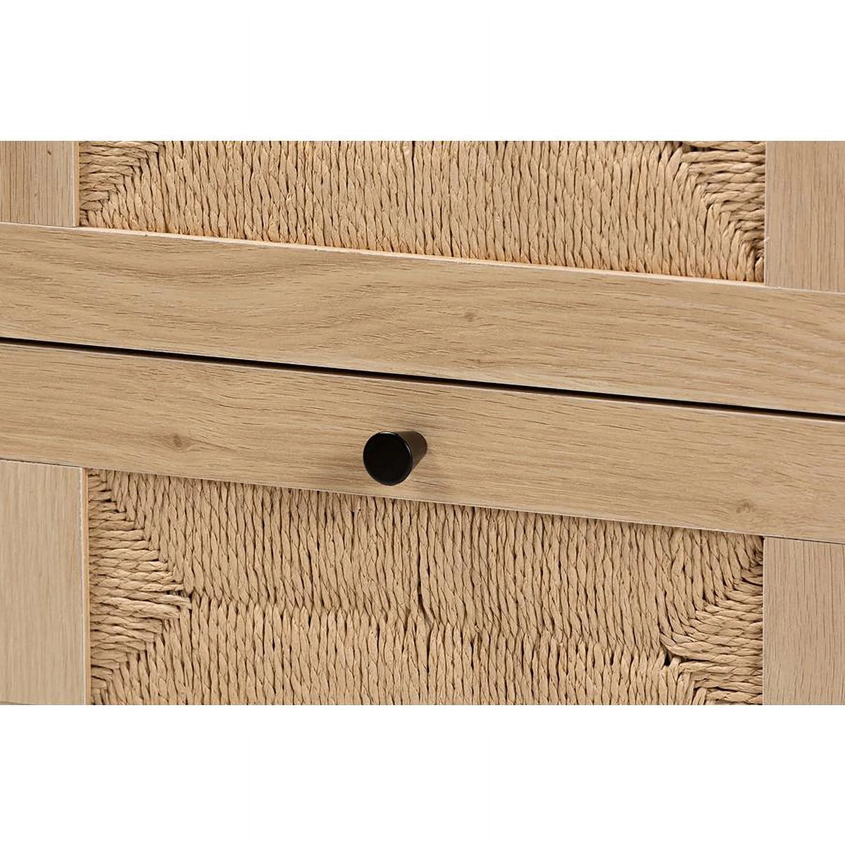 Light Brown Black Wood 2-Drawer Square End Table W478275