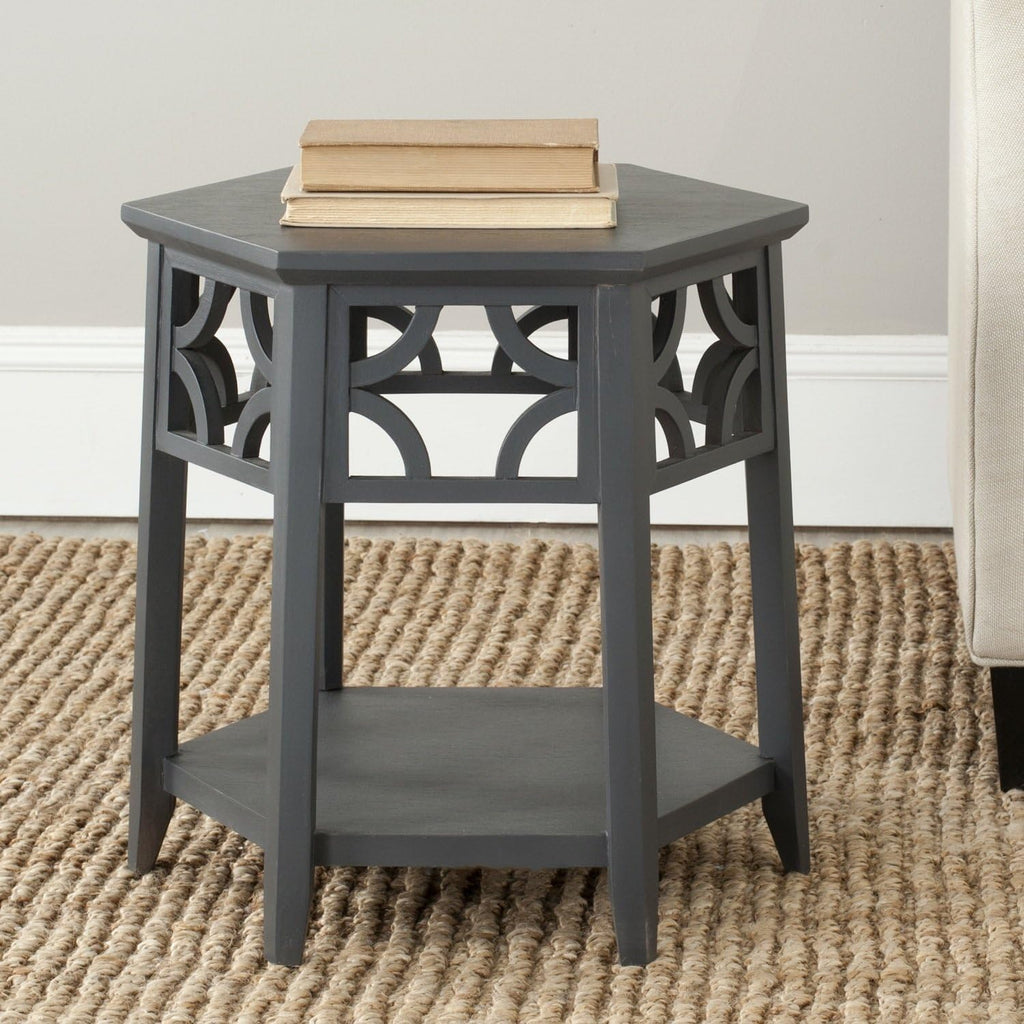 Light Brown Hexagon End Table J51937