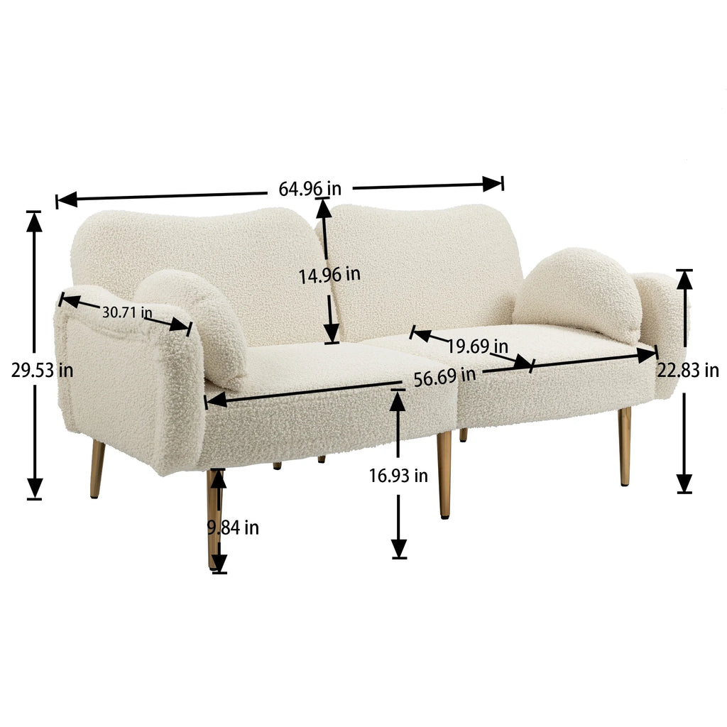 Velvet Love Seats Sofa with 2 Bolster Pillows J993228