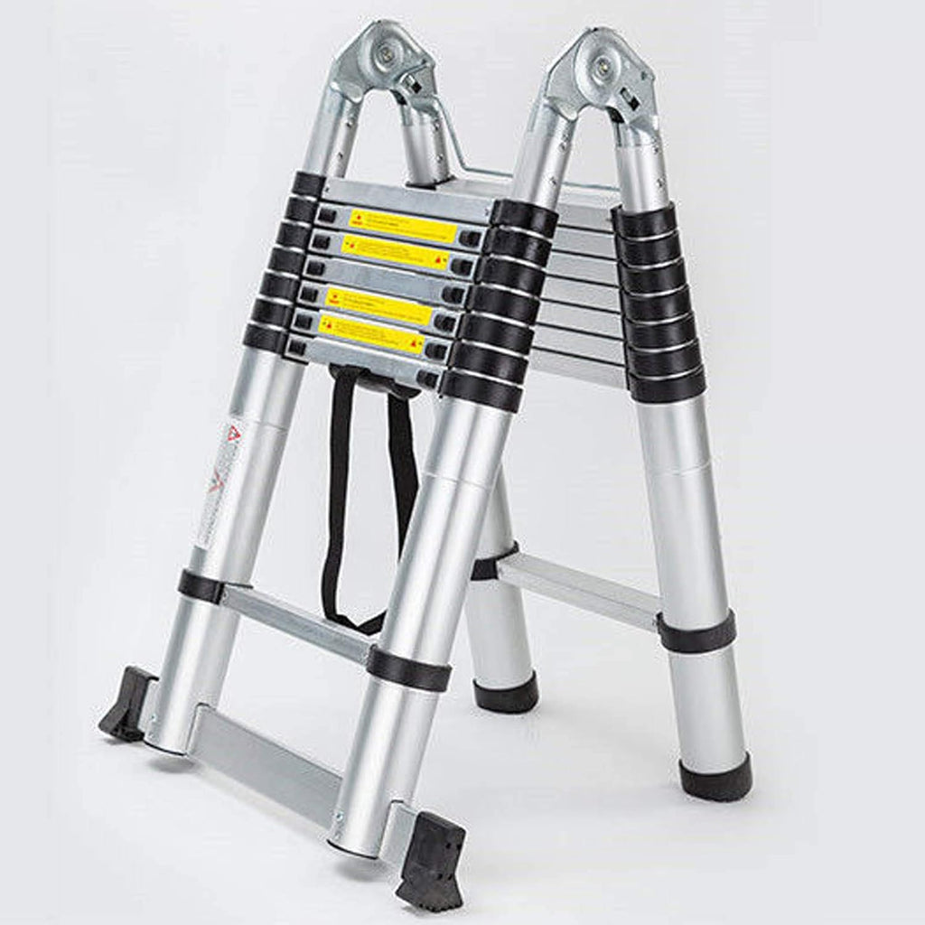 16.5FT Aluminum Telescoping Extension Ladder 330lbs Max Capacity A-Frame Folding N21776
