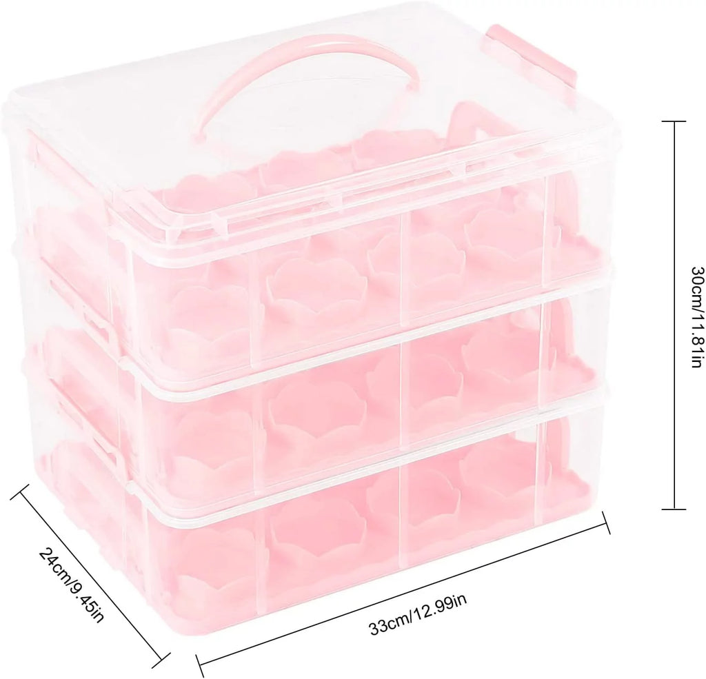 36 Grid 3 Tier Cupcake Carrier Holder Rack Pink Q367