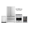 5 Piece Kitchen Appliance Package with Gas Range Dishwasher French Door Refrigerator Wine Refrigerator N78540