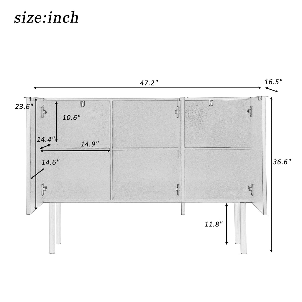 White Wood Buffet Cabinet with Storage S2022