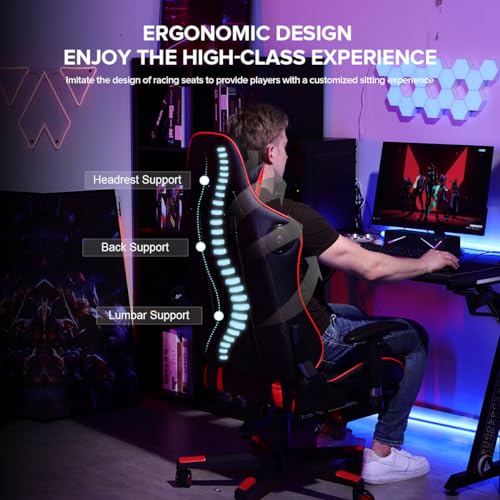 Gaming Chair with Footrest Speakers Bluetooth Ergonomic C636