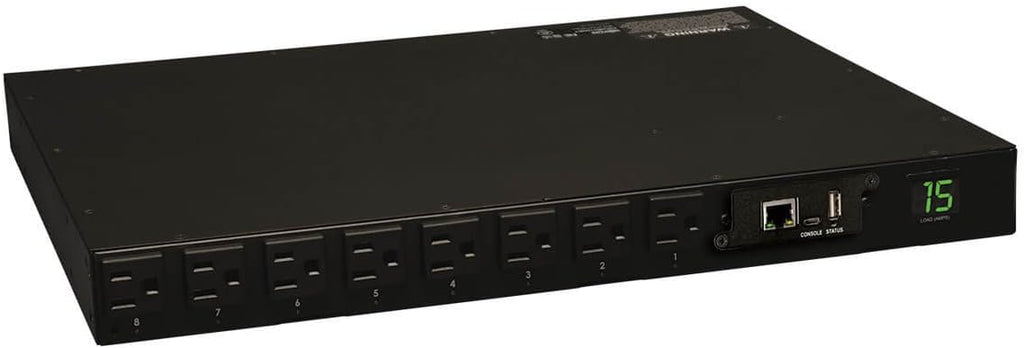 Metered PDU, 15A, 13 Outlets, 120V, 15 ft. Cord, 1U Rack-Mount Power J219595