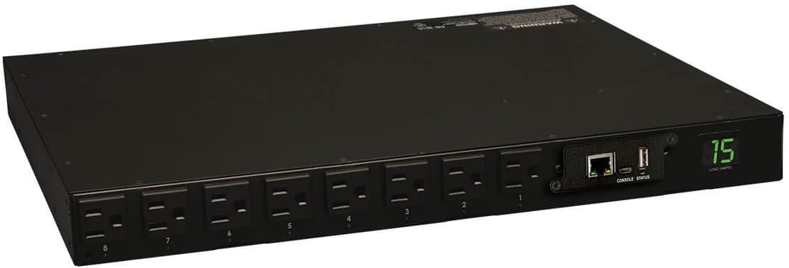 Metered PDU, 15A, 13 Outlets, 120V, 15 ft. Cord, 1U Rack-Mount Power J219595