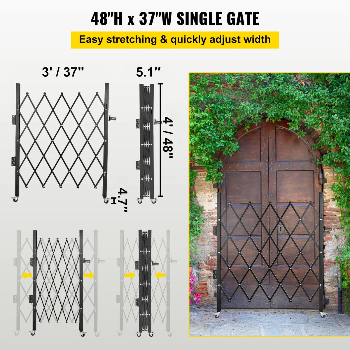 Folding Steel Security Gate with Padlock V5892