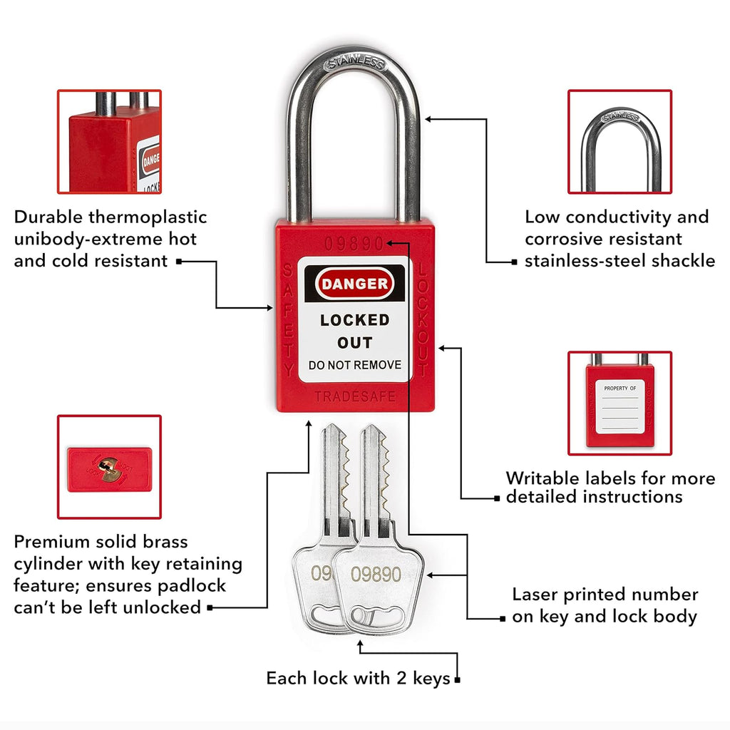 10 Padlocks Included Lockout Tagout Station with Carbon Steel Body I339