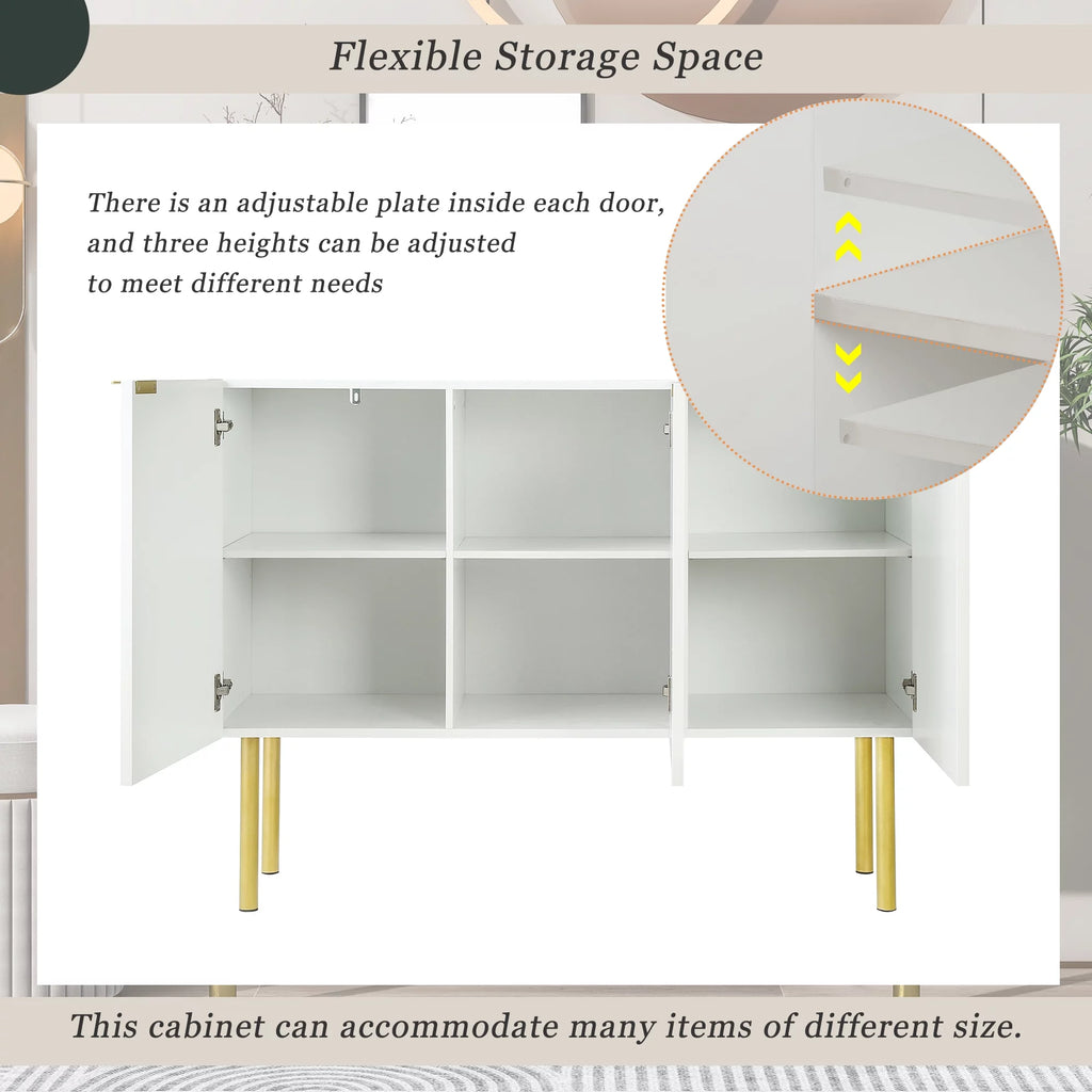 White Wood Buffet Cabinet with Storage S2022
