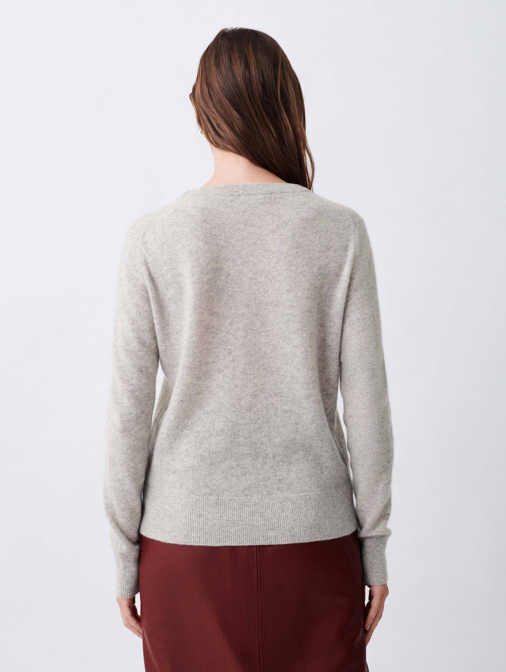Misty Grey Heather Cashmere Crewneck Q217