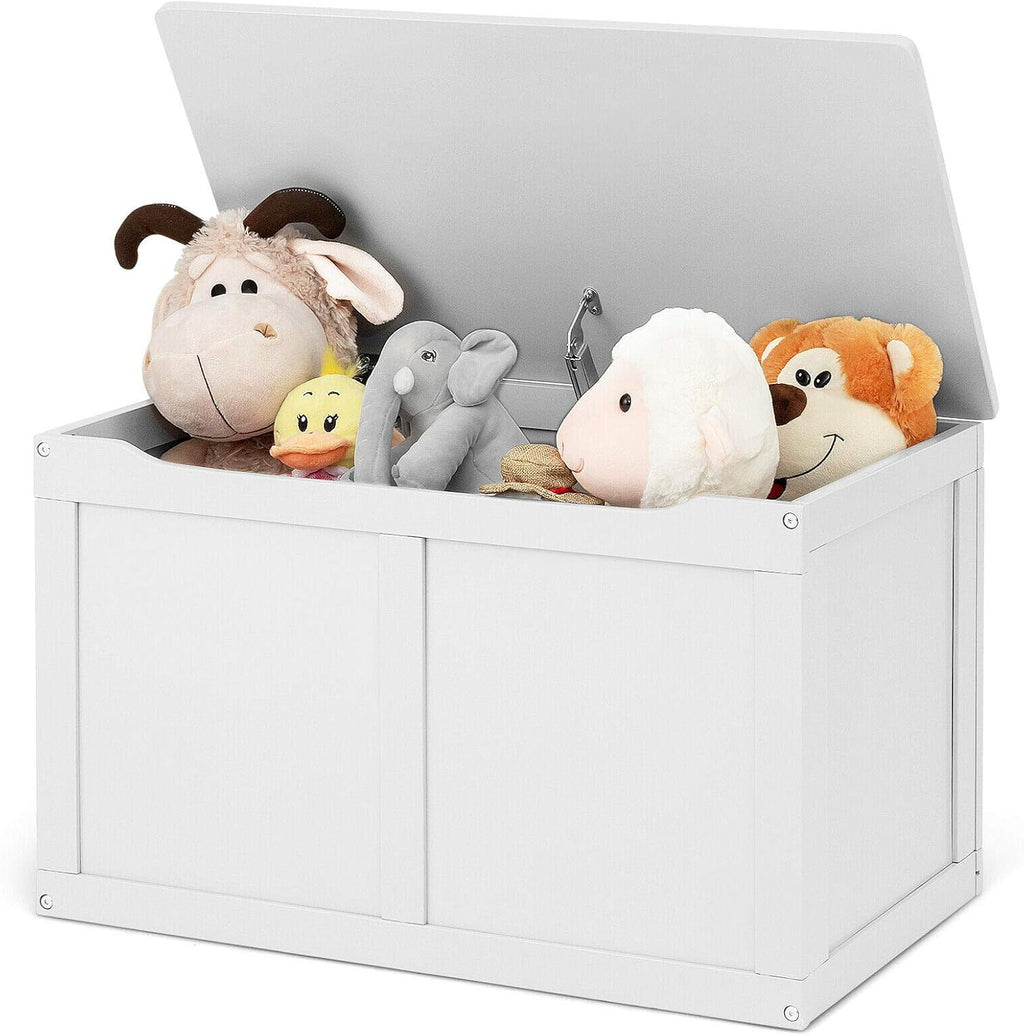 White Wooden Kids Toy Storage Chest with Flip-Top Lid W1169