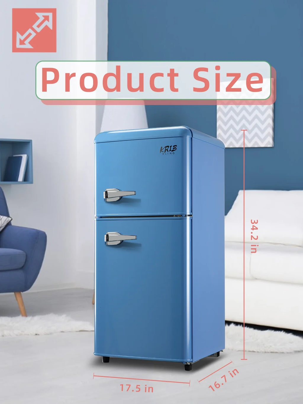 Blue 3.5 Cu.ft Mini Fridge with Freezer G198525