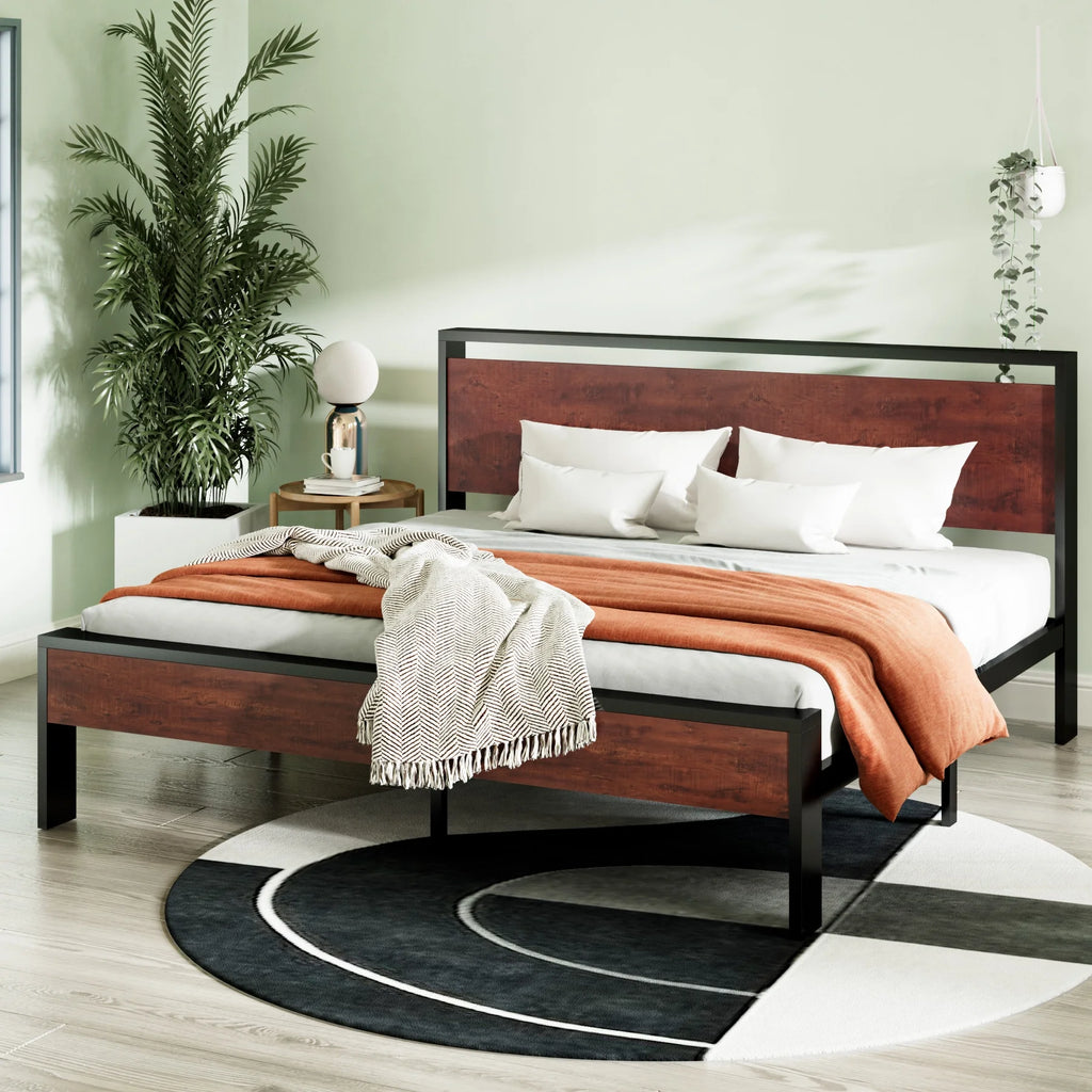 King Size Wood Bed Frame with Headboard Y995