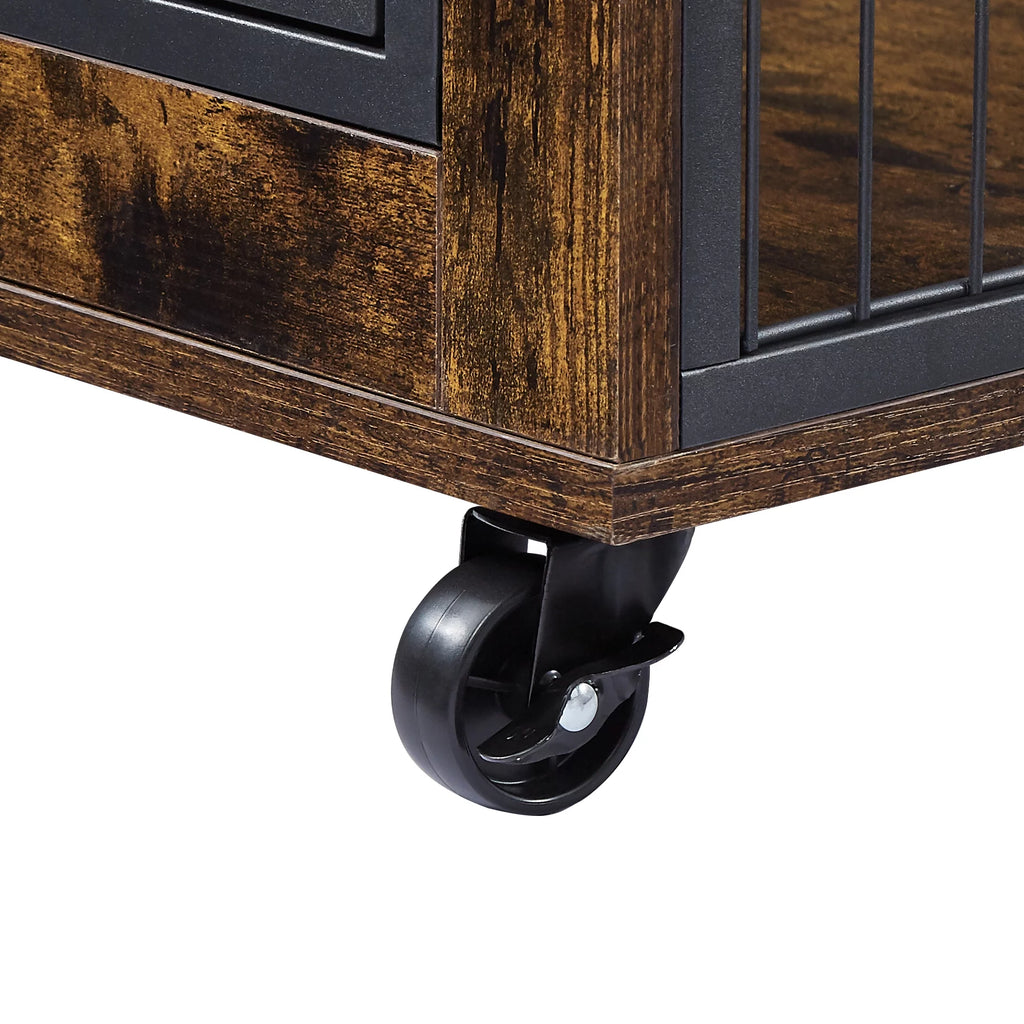 Furniture Dog Cage Crate with Double Doors on Casters U566711
