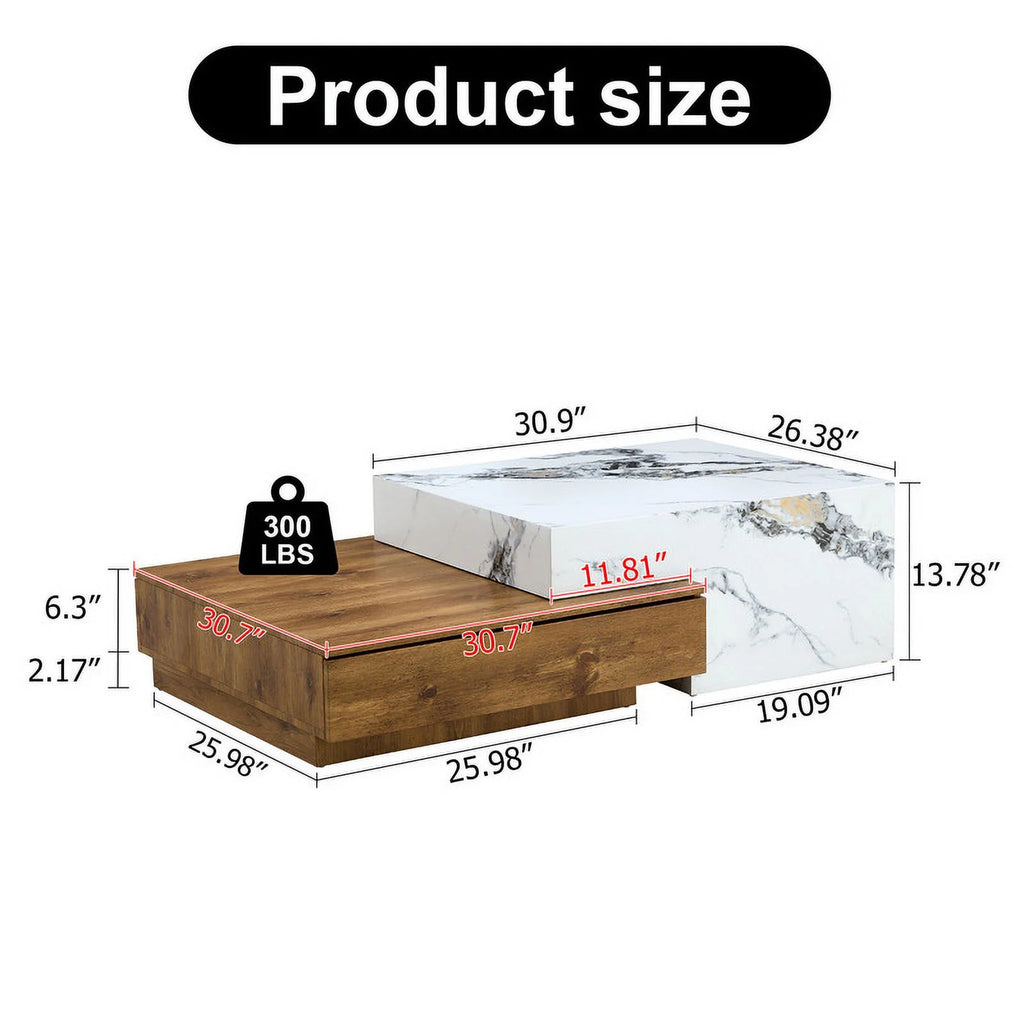Modern Coffee Table with 2 Drawers White Finish B95522