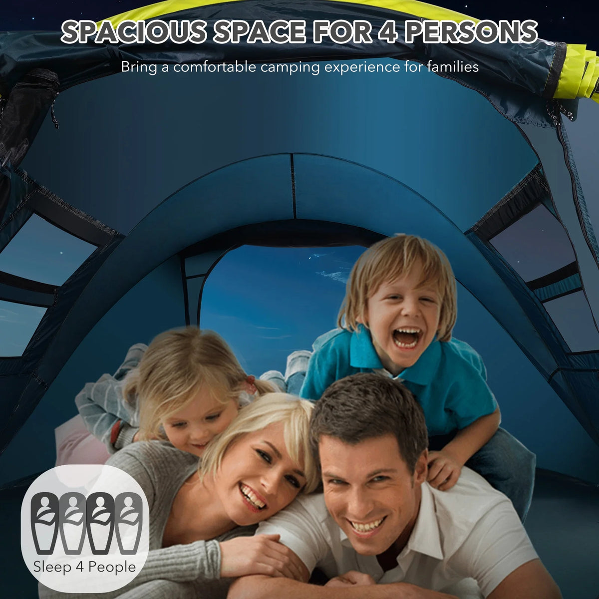 4-Person Waterproof Pop Up Camp Tent K3898