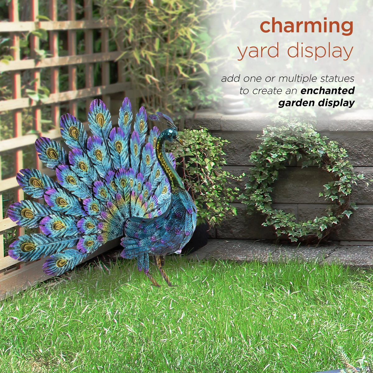 22" Peacock Garden Statue D764