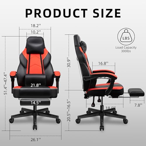 Grey Ergonomic Gaming Chair with Footrest and Massage Lumbar Support Q4595