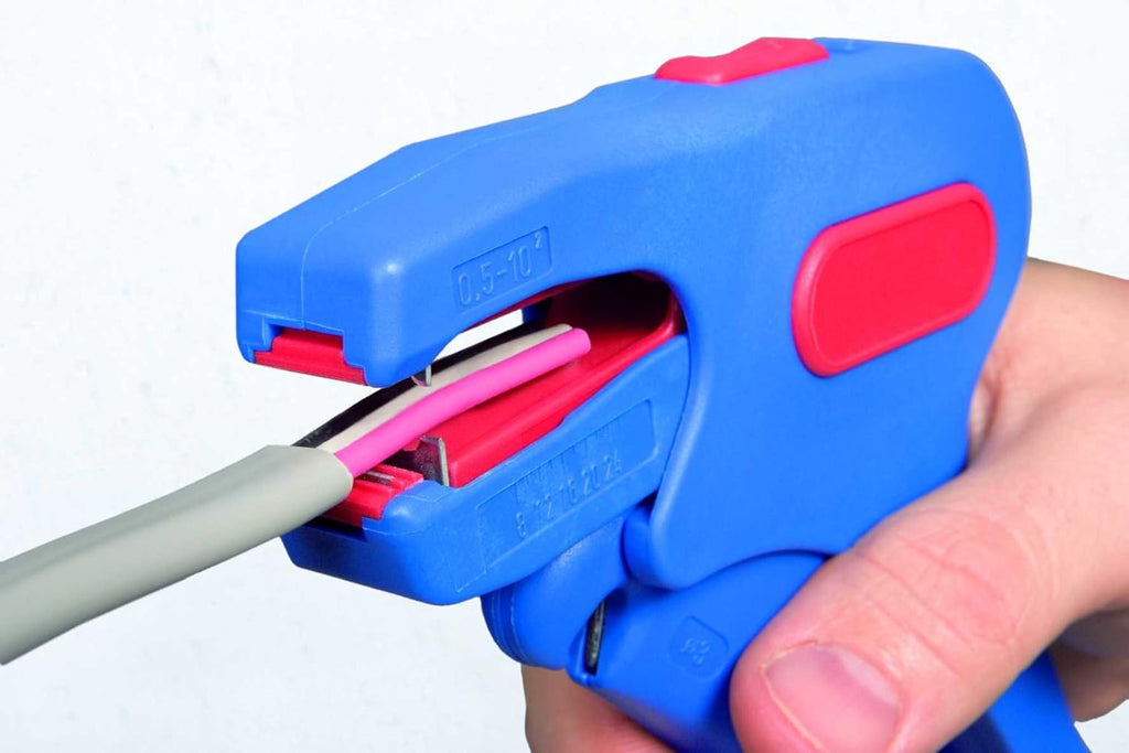 Automatic Wire Stripper for Flat Cable, 18-11 AWG (0.75-4.0 mm²), red/blue O9610