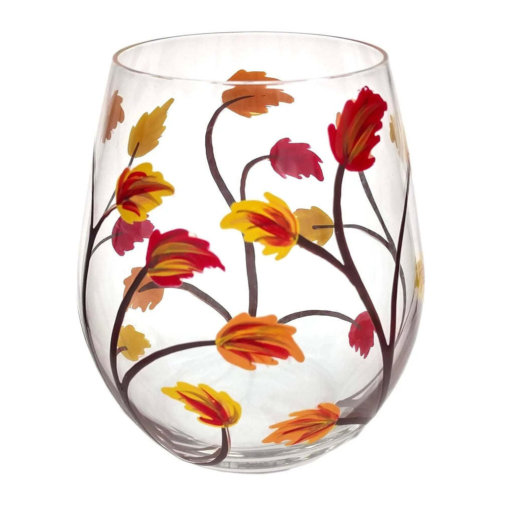 Stemless Hand Painted Wine Glass 18 Ounce N197