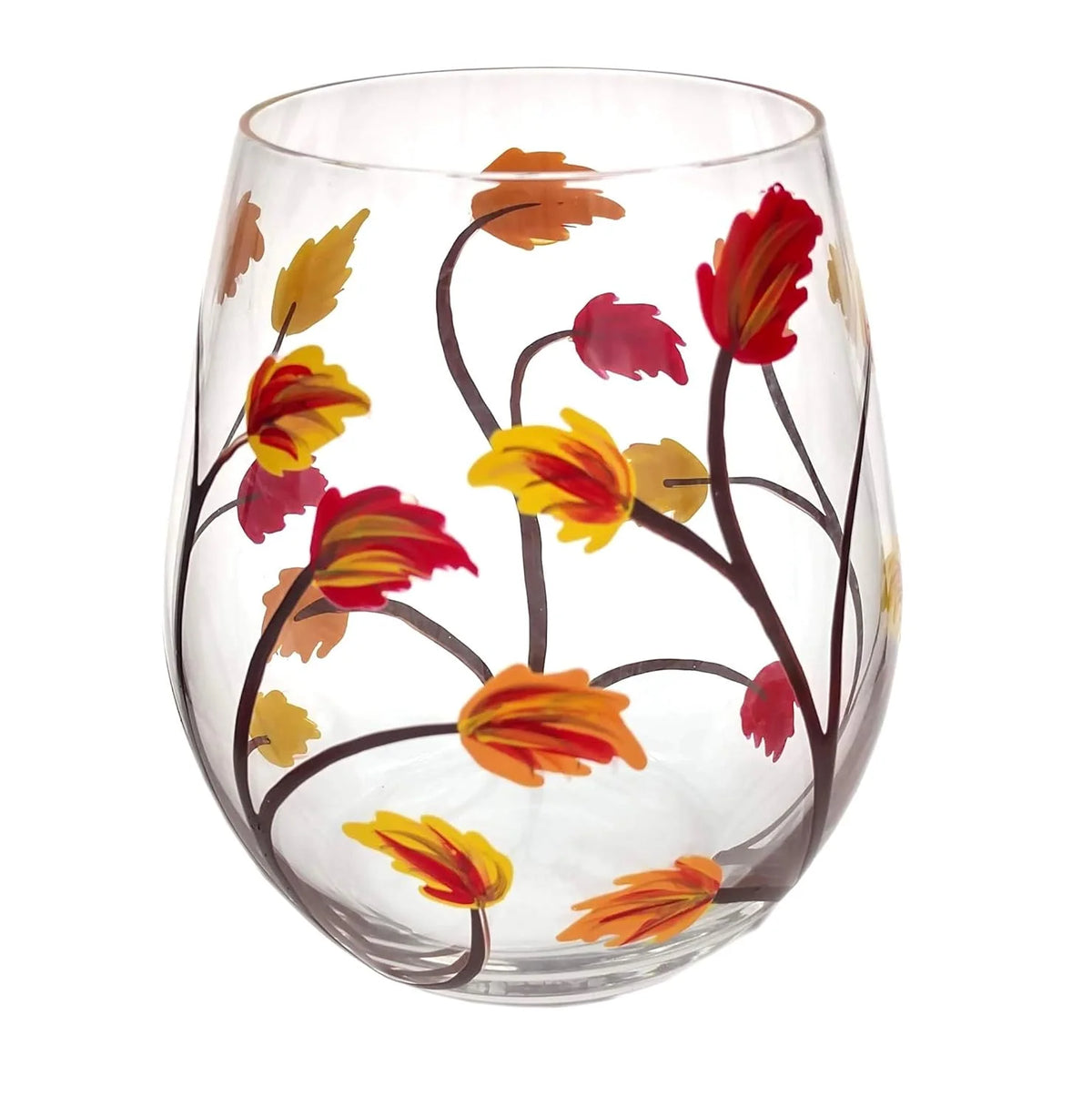 Stemless Hand Painted Wine Glass 18 Ounce N197