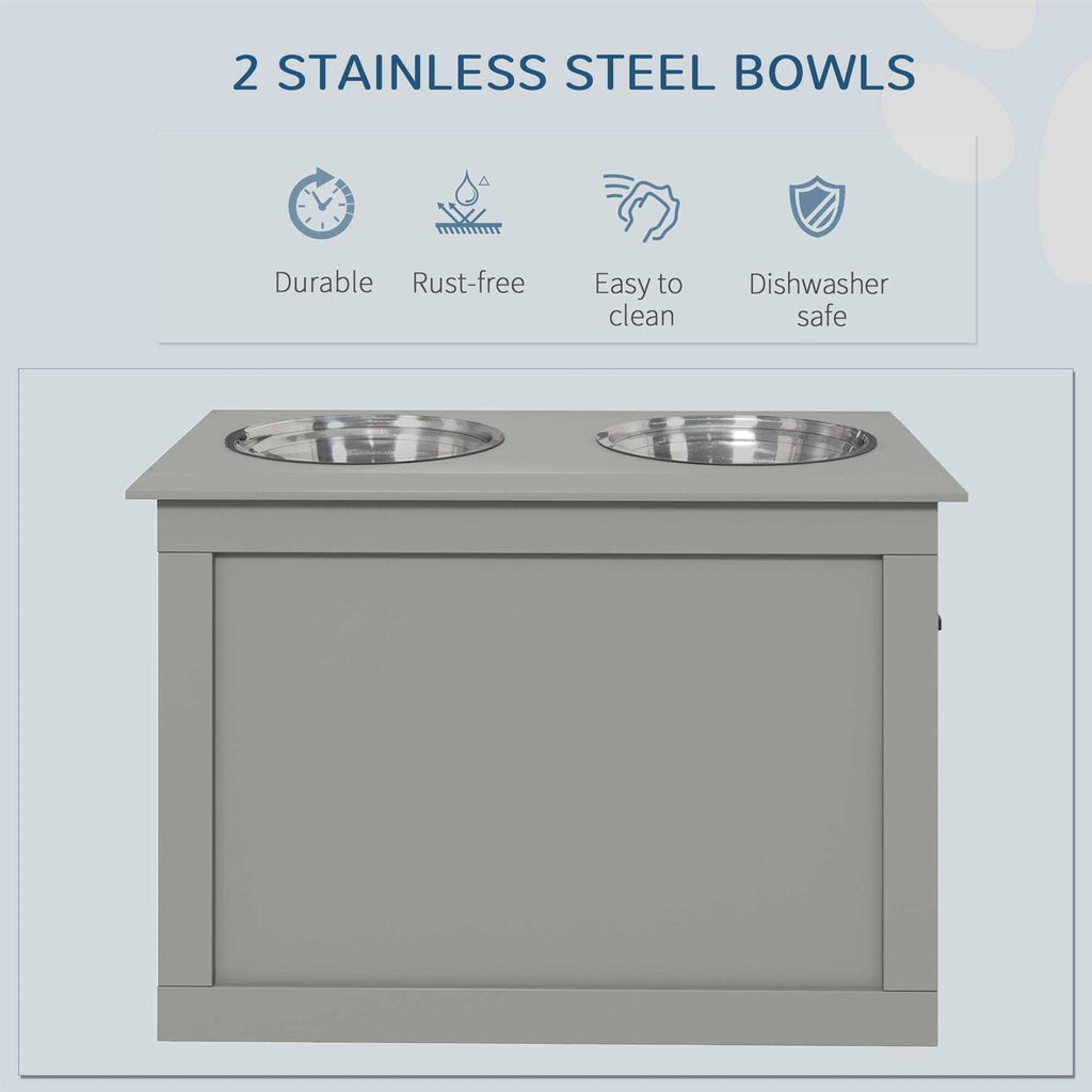 Raised Pet Feeding Station with 2 Stainless Steel Bowls N5960