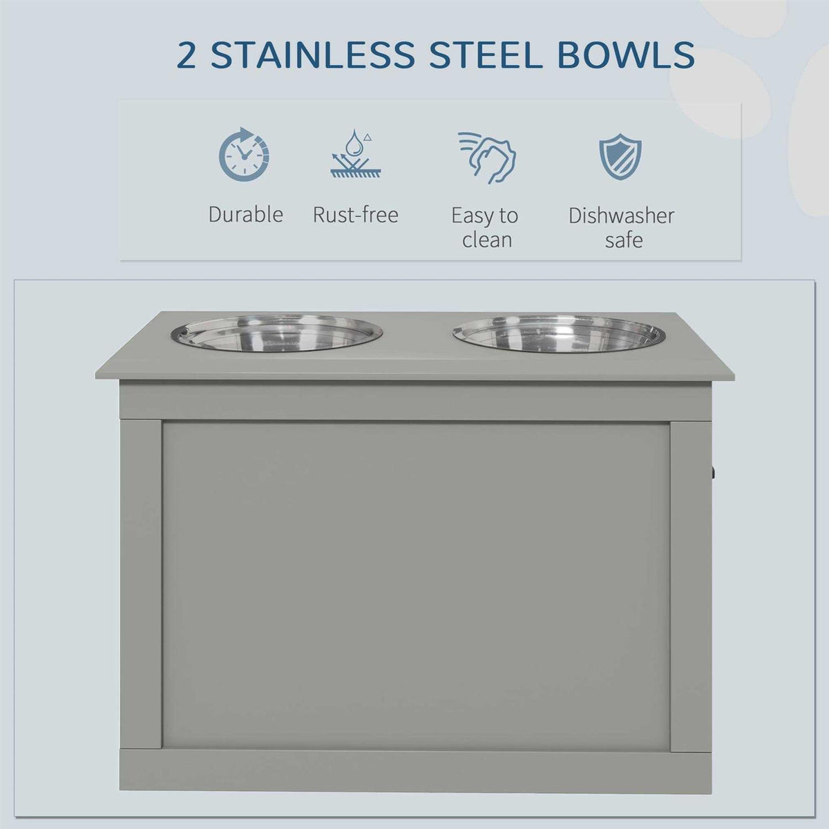 Raised Pet Feeding Station with 2 Stainless Steel Bowls N5960