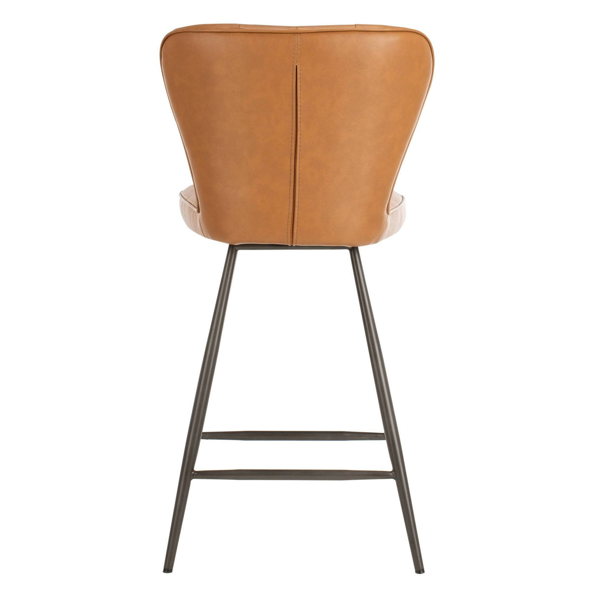 Camel Leather Tufted Swivel Counter Stool Set of 2 D5495