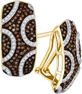 Chocolate and White Diamond Cluster Hoop Earrings 14k Yellow Gold Over 925 Sterling Silver Z7391