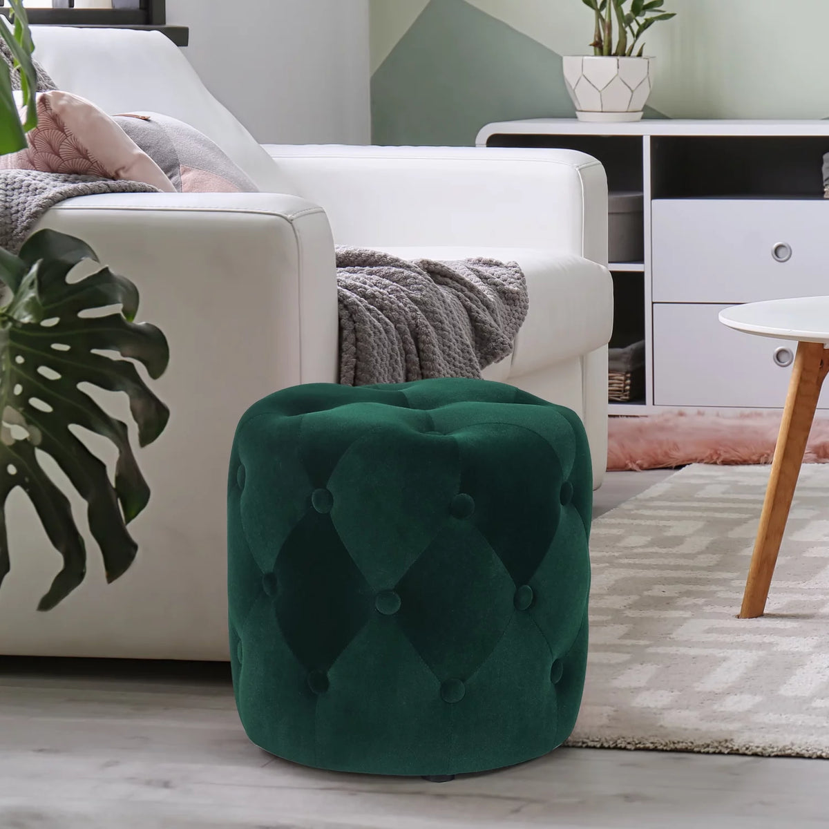 Round Velvet Ottoman H2879