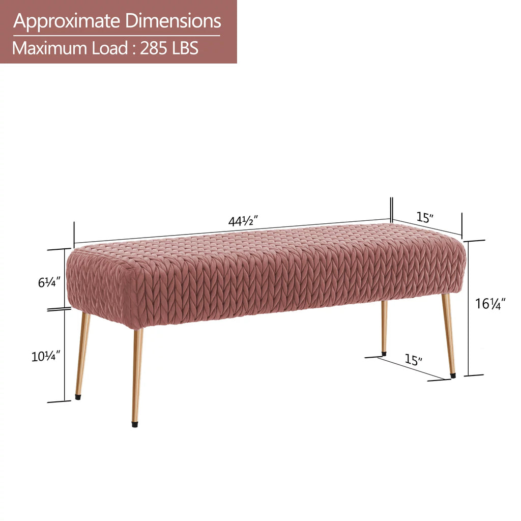 Pink Velvet Upholstered Ottoman Bench X65835