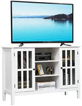 White Modern TV Stand up to 50 Inch with 2 Cabinets and 3 Open Shelves R224905