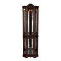 Mahogany Lighted Corner Curio Cabinet L559