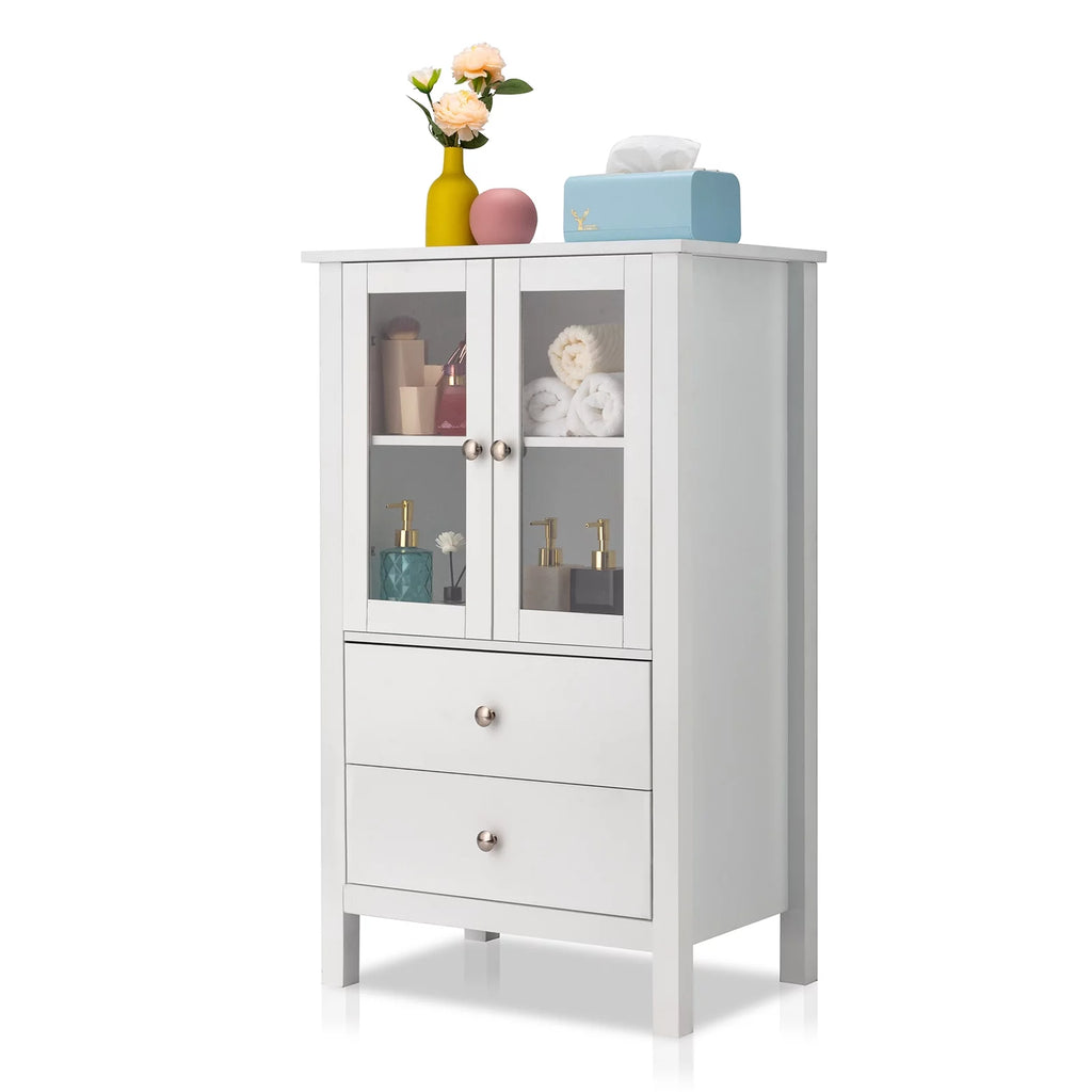 White Free Standing Bathroom Cabinet with Drawer and Shelf E8412