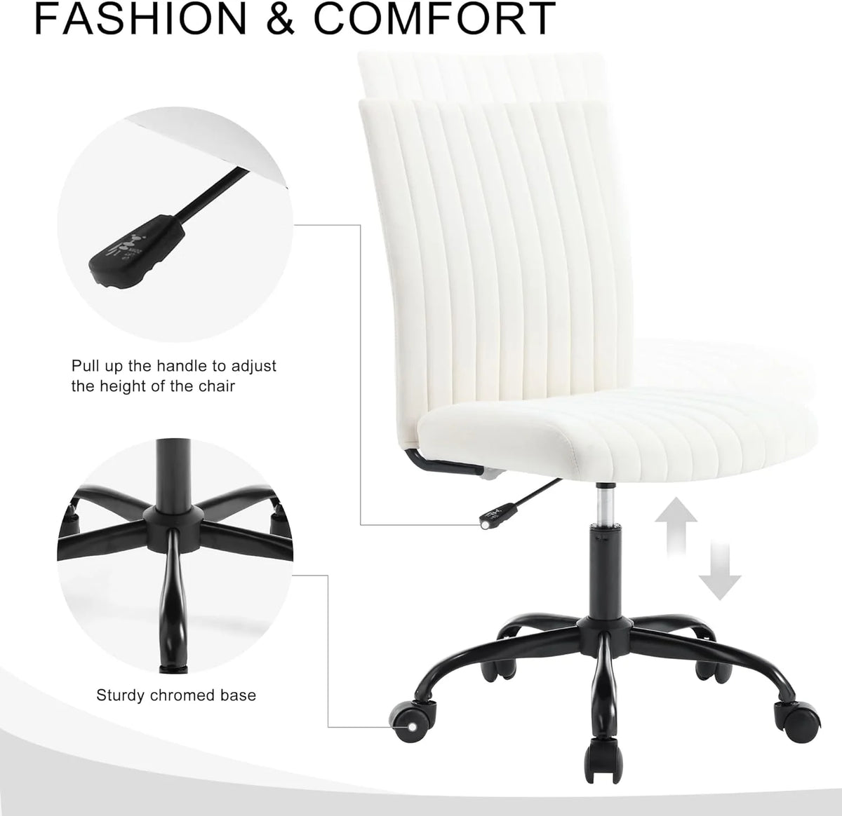 Velvet Swivel Desk Chair with Wheels A6510